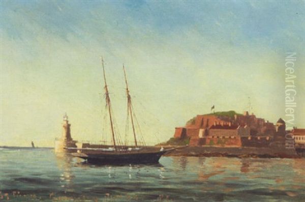 Indsejlingen Til St. Pieme Oil Painting by Christian Eckardt