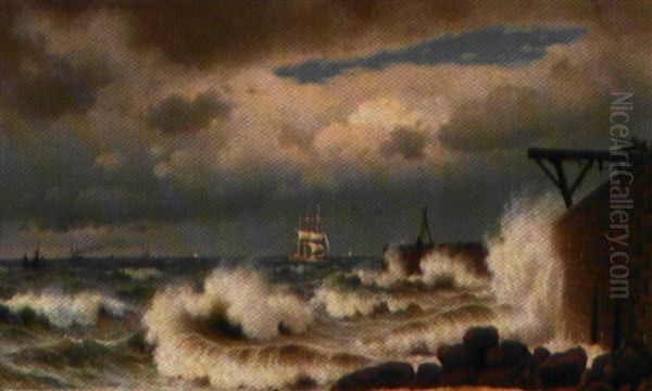 Hoje Bolger Slar Mod Molen Oil Painting by Christian Eckardt