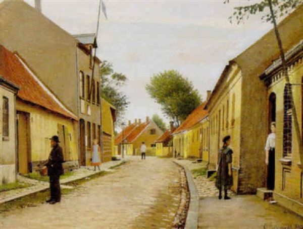 Parti Af Munkesogade I Kalundborg Oil Painting by Christian Eckardt