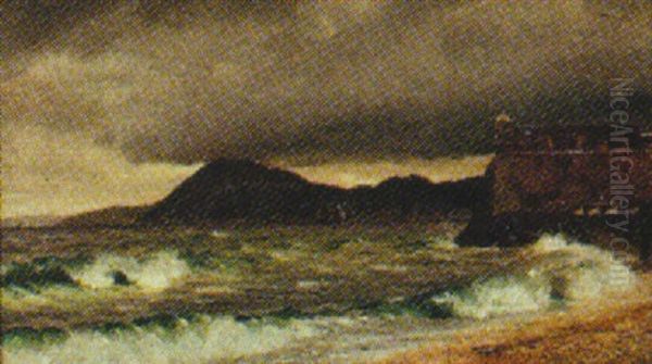 Kystparti Med Borg Oil Painting by Christian Eckardt