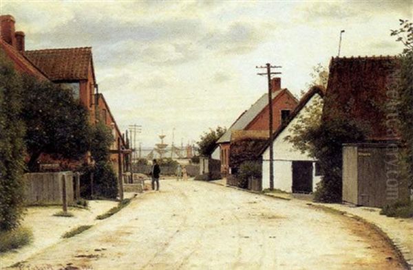 Gadeparti Ved Faxe Ladeplads Oil Painting by Christian Eckardt