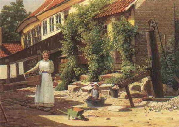 Fra En Gard I Kalundborg Oil Painting by Christian Eckardt