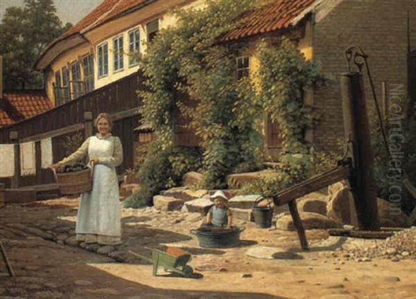 Fra En G+rd I Kalundborg Oil Painting by Christian Eckardt