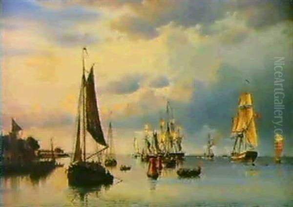 Marine Med Opankrede Skibe Oil Painting by Christian Eckardt