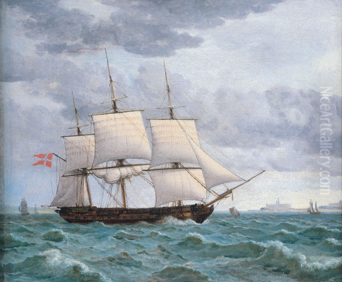 Orlogsfregat Under Sejl Oil Painting by Christoffer Wilhelm Eckersberg