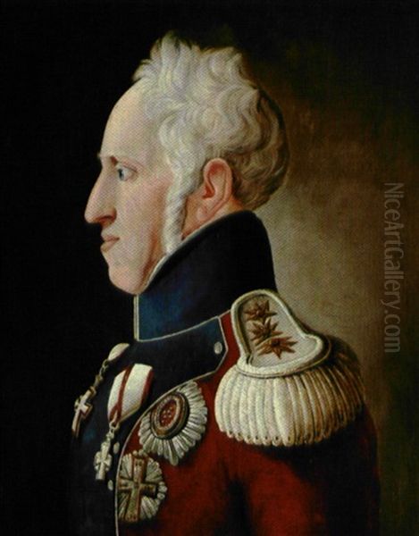 Frederik Vi I Rod Uniformsjakke Oil Painting by Christoffer Wilhelm Eckersberg