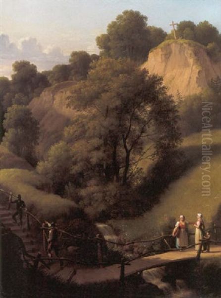 Korsklinten Ved Liselund Pa Moen Oil Painting by Christoffer Wilhelm Eckersberg