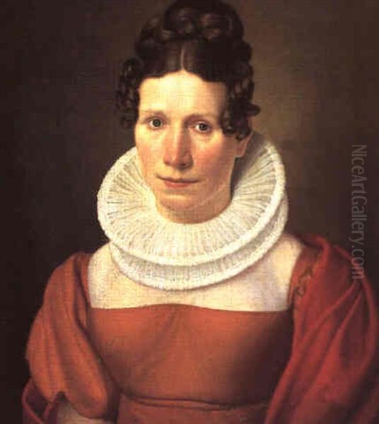 Portraet Af En Ung Dame Med Slangekroller Oil Painting by Christoffer Wilhelm Eckersberg