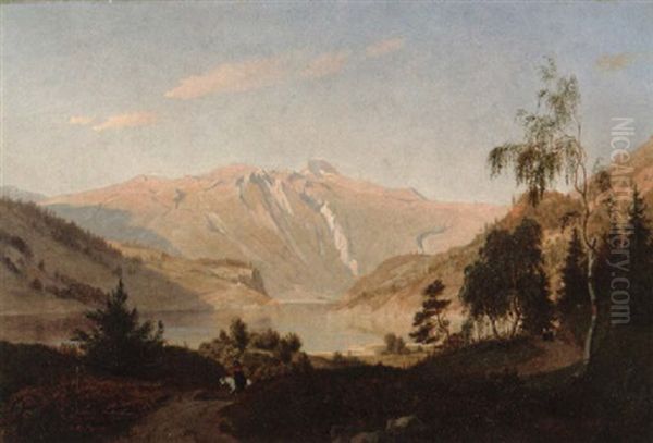 Ferdesl Pa Landevei Langs Fjorden Oil Painting by Johan Fredrik Eckersberg