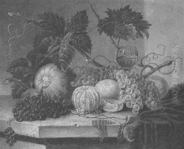 Stilleben Mit Obst Und Weinbecher Oil Painting by Otto Eckmann