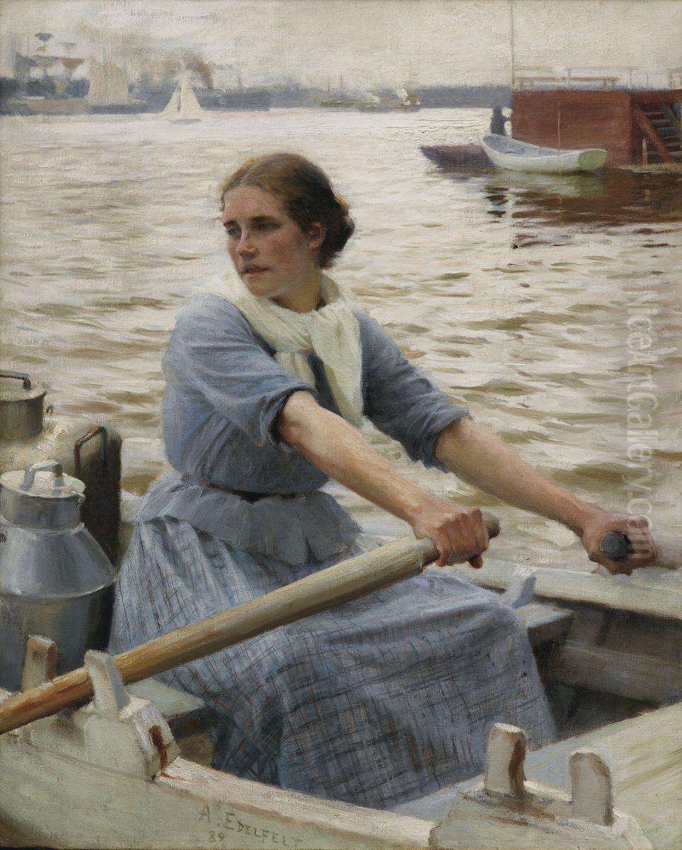 La Laitiere Oil Painting by Albert Edelfelt