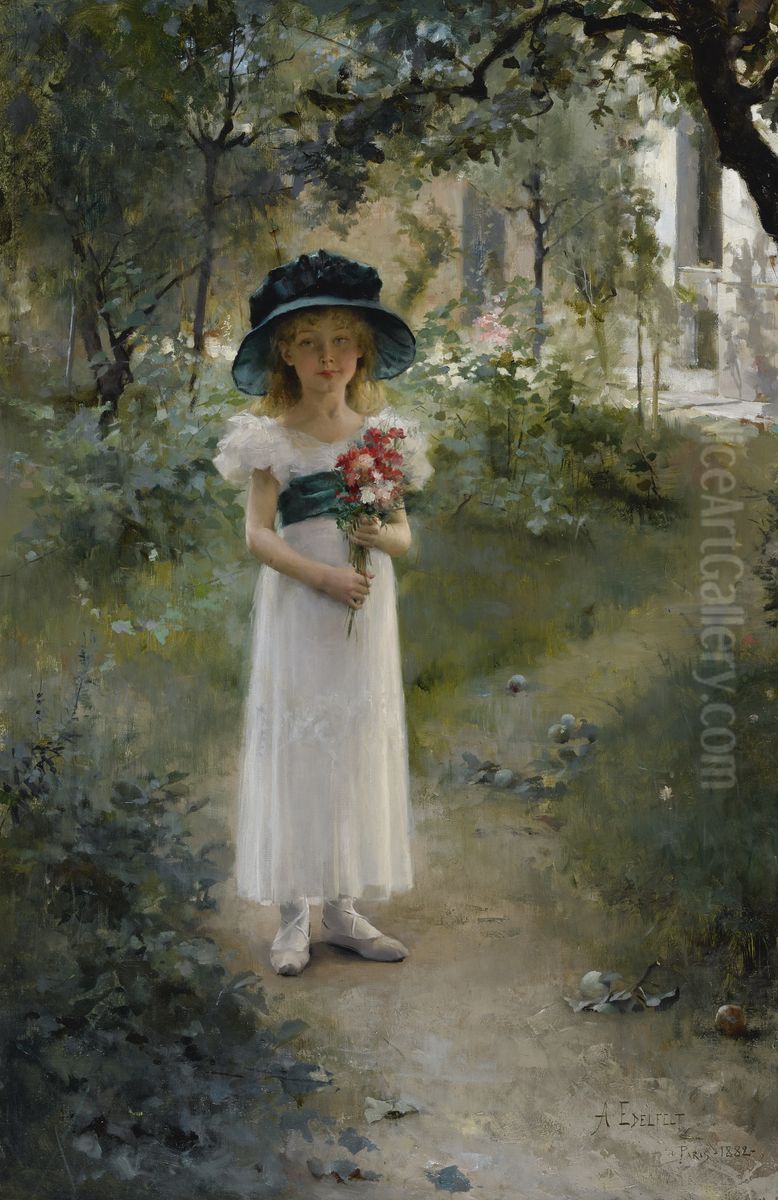 In The Garden Oil Painting by Albert Edelfelt