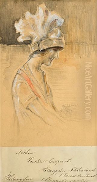 Portrait Of Kerstin Lindqvist Oil Painting by Albert Edelfelt