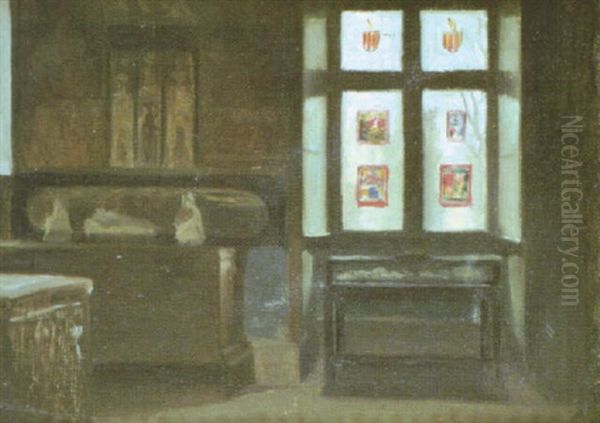 Mork Interior Oil Painting by Albert Edelfelt