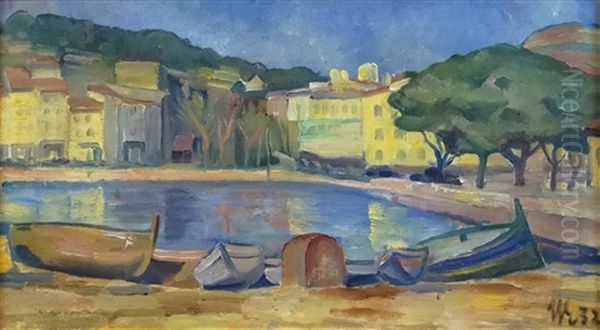 Harbour In The South Of France Oil Painting by Hans Eder