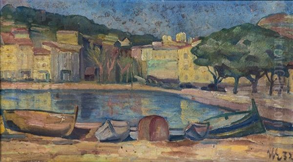 Blick Auf Eine Sudlandische Hafenstadt Oil Painting by Hans Eder