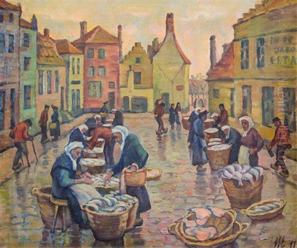 Fischmarkt Oil Painting by Hans Eder