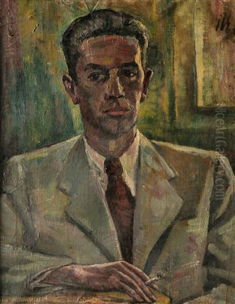 Herrenportrait En Face Oil Painting by Hans Eder