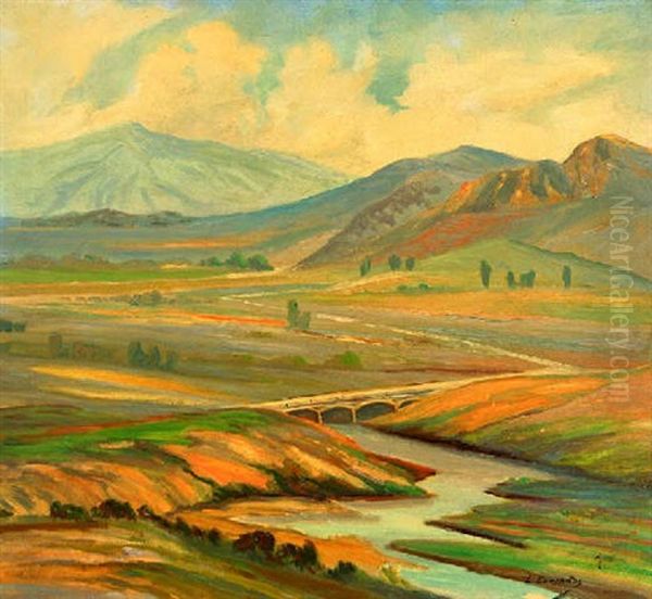 Landscape Sunland - Big Tujunga Wash Oil Painting by Lionel Louis Edwards