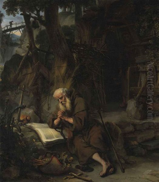 A Hermit Praying Oil Painting by Gerbrand Van Den Eeckhout