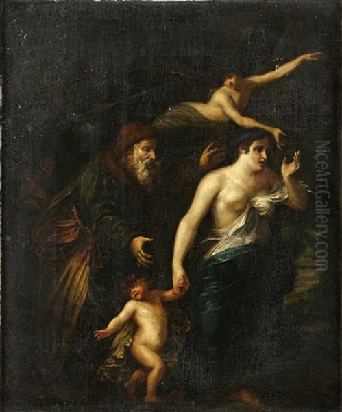 Abraham Fordriver Hagar Och Ismael Oil Painting by Gerbrand Van Den Eeckhout