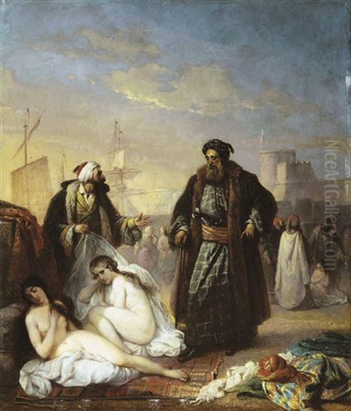 The Slave Merchant In Turkey Oil Painting by Jacques Joseph Eeckhout