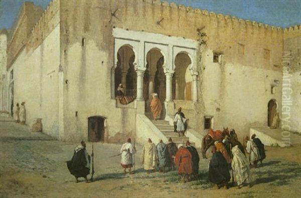 Outside The Mosque Oil Painting by Victor Eeckhout