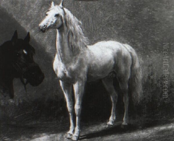 Study Of A Gray And A Bay Oil Painting by Otto Eerelman