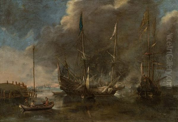 Ankernde Dreimaster Oil Painting by Andries Van Eertvelt