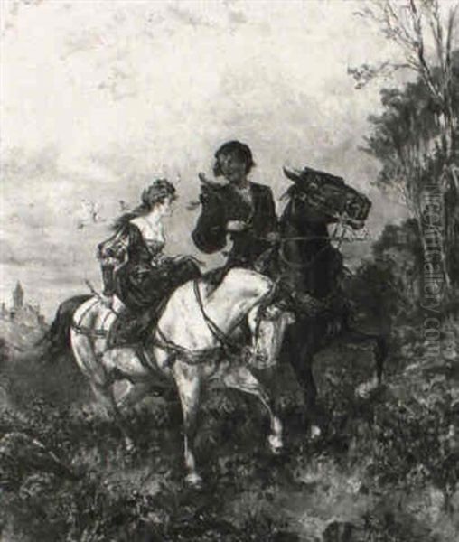 Der Ausritt Oil Painting by Gustav Eggena