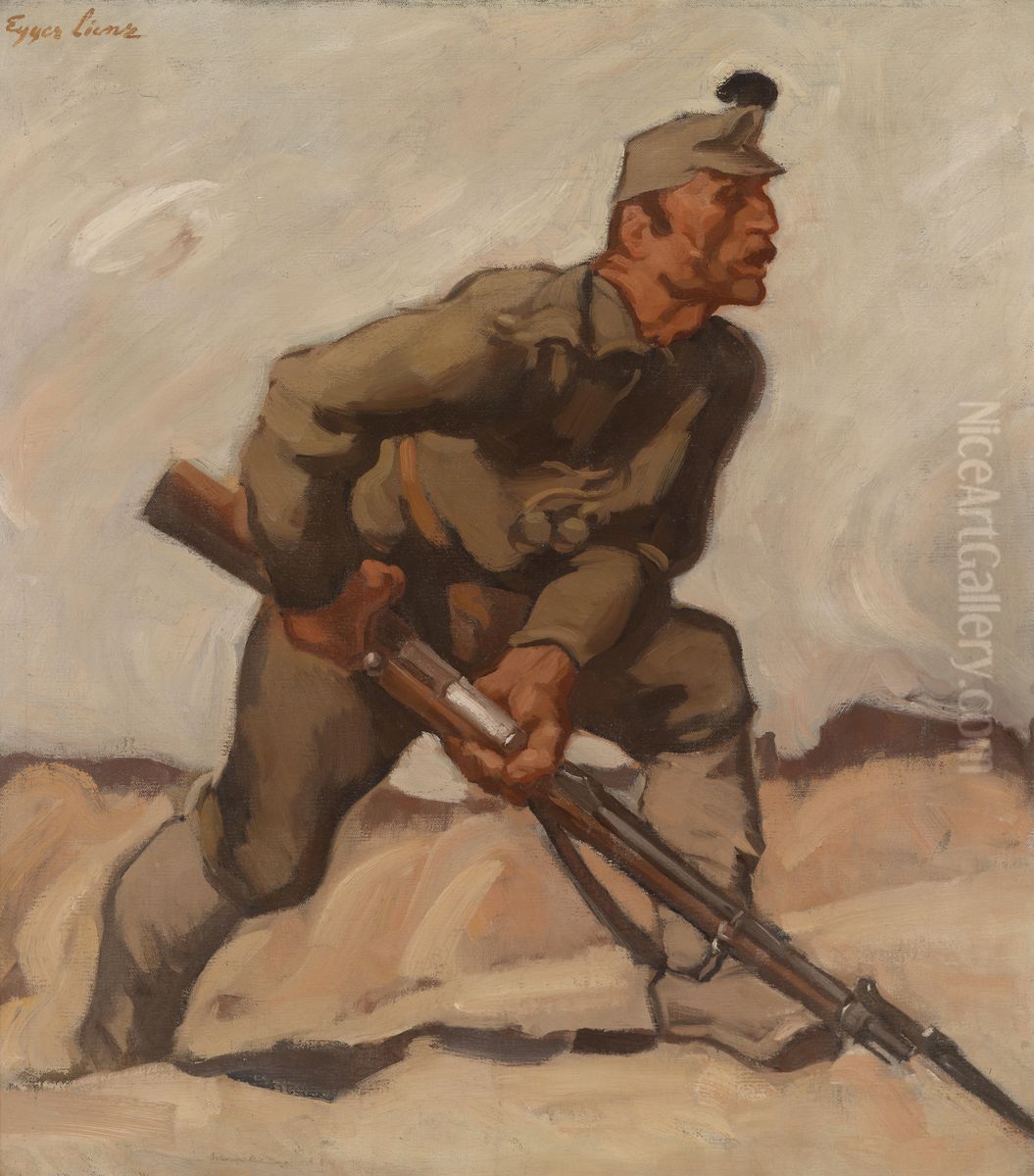 Kaiserschutze (dolomitenwacht) Oil Painting by Albin Egger-Lienz