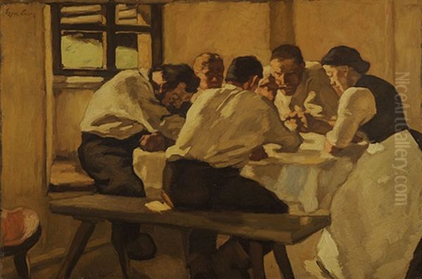 Der Mittagstisch Oil Painting by Albin Egger-Lienz
