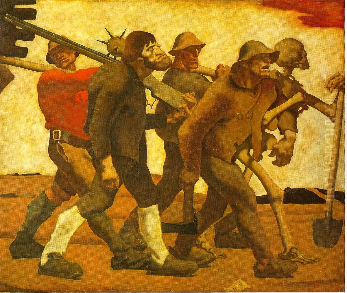 Totentanz 1809 Oil Painting by Albin Egger-Lienz