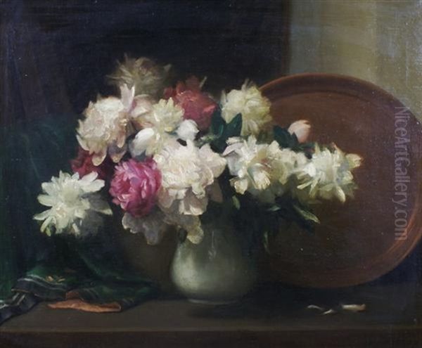 Peonies Oil Painting by Benjamin Osro Eggleston