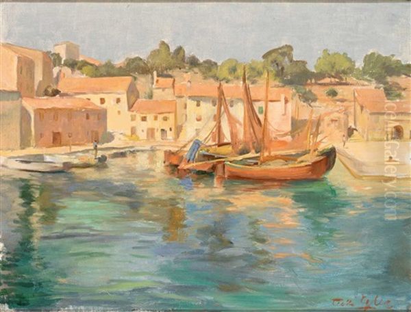 Sudlicher Hafen Mit Fischerbooten Im Sonnigen Licht Oil Painting by Willi Egler