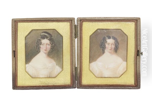 A Pair Of Portraits Of Two Ladies Oil Painting by William Egley