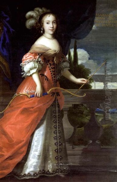Portrait De Marie Anne Mancini En Chasseresse Oil Painting by Justus van Egmont