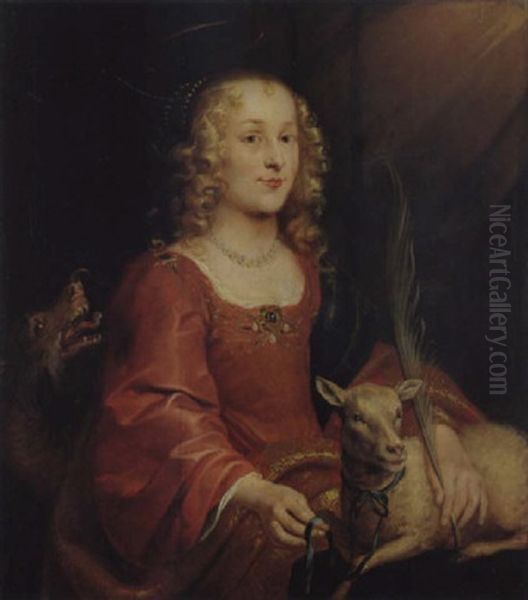 Die Hl. Agnes Mit Lamm Und Wolf Oil Painting by Justus van Egmont