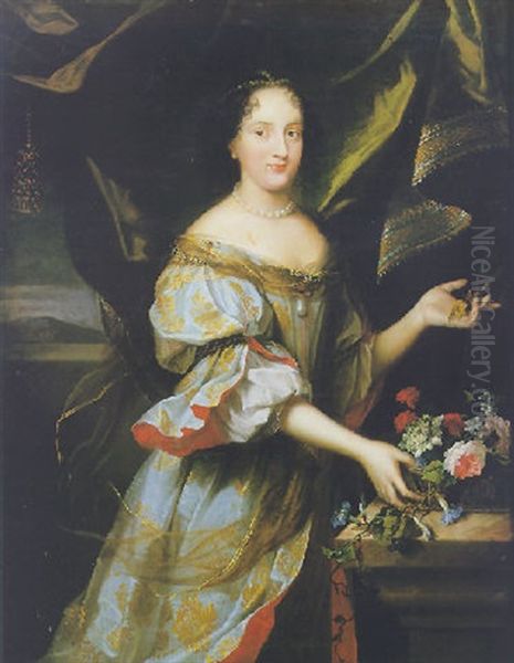 Portrait De Hortense Mancini (?) Oil Painting by Justus van Egmont