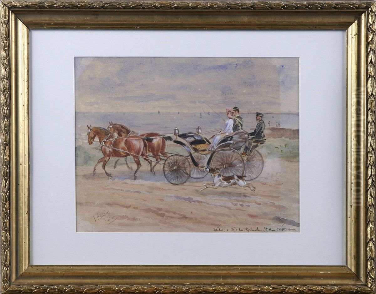 Hastekipage Vid Havet Oil Painting by John Arsenius