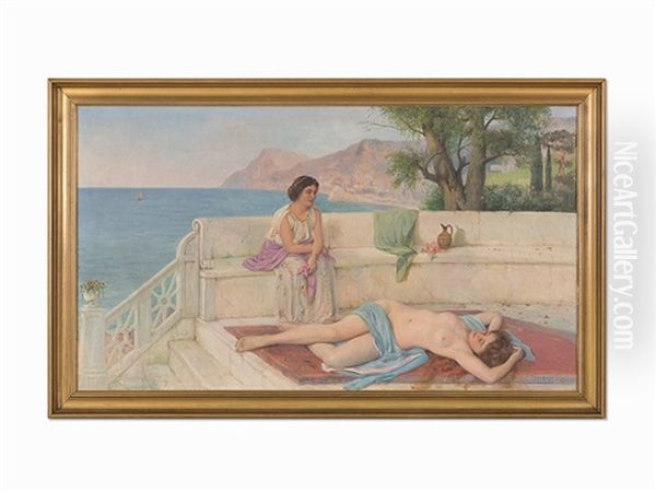 Roman Bathers Oil Painting by Sergei Semenovich Egornov