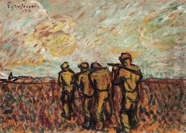 On The Meadow Oil Painting by Jozsef Egry