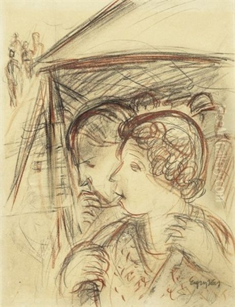 Ketten (two) Oil Painting by Jozsef Egry