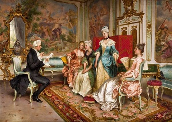 Ultimas Noticias Oil Painting by Rogelio De Egusquiza Barrena