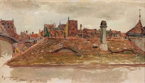 Les Toits De Nuremberg Oil Painting by Rogelio De Egusquiza Barrena