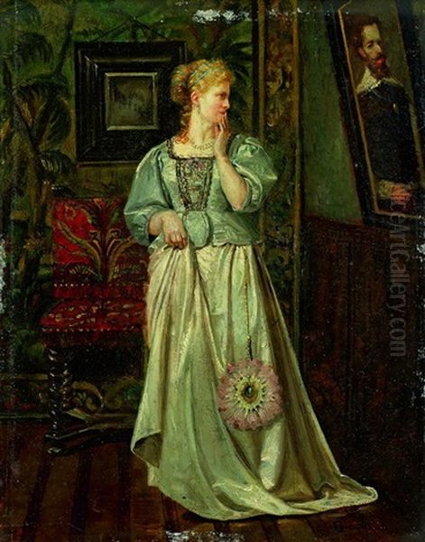 Bildnis Einer Dame Oil Painting by Rogelio De Egusquiza Barrena