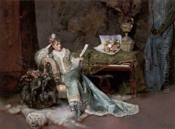 Reading The Love Letter Oil Painting by Rogelio De Egusquiza Barrena