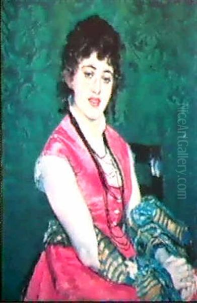 Retrato De Aline Mason Oil Painting by Rogelio De Egusquiza Barrena