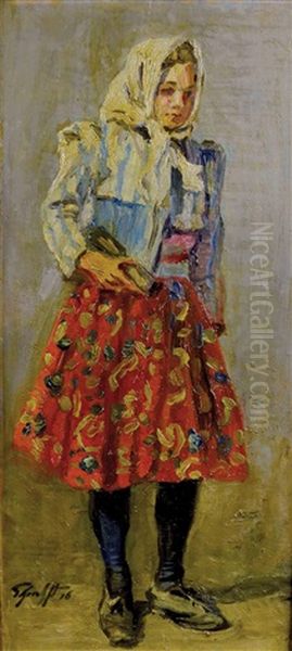 Young Rural Woman Oil Painting by Ludvik Ehrenhaft