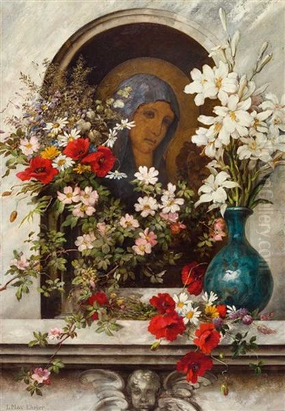 Madonna Mit Blumen Oil Painting by Louise Ehrler